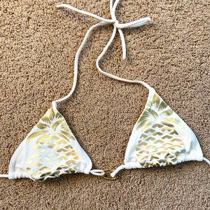 Victoria's Secret White & Gold Pineapple Bikini Top